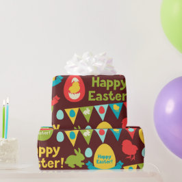 Papel De Regalo Feliz Día de Pascua - Conejo Patrón y Pascua de Hu