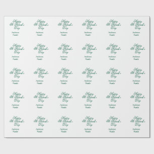 Papel De Regalo Feliz día de San Patricio apellido verde minimalis
