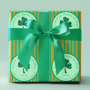 Papel De Regalo Feliz Día de San Patricio, niños verdes y Naranjas