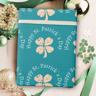 Papel De Regalo Feliz día de San Patricio Trébol de Trébol  