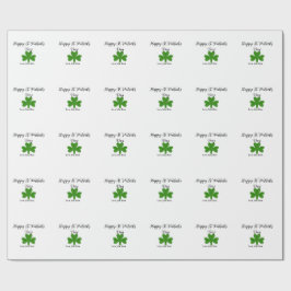 Papel De Regalo Feliz día de San Patricio trébol verde nombre
