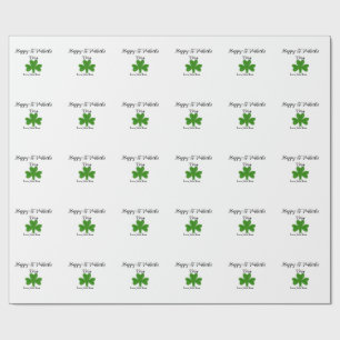 Papel De Regalo Feliz día de San Patricio trébol verde nombre