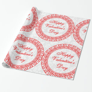 Papel De Regalo Feliz Día de San Valentín Círculos Rojos y Cara