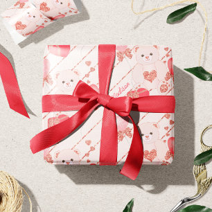 Papel De Regalo Feliz Día de San Valentín con el patrón de oso de 