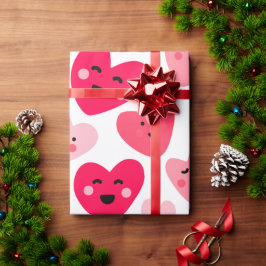 Papel De Regalo Feliz día de San Valentín Corazones rosados rojos 