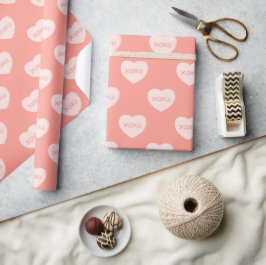 Papel De Regalo Feliz día de San Valentín Corazones rosados XOXO