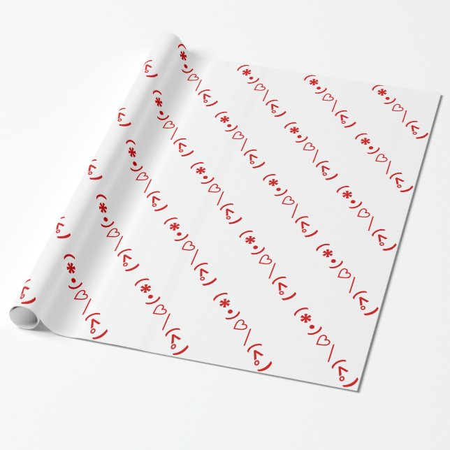 Papel De Regalo Feliz Día de San Valentín / Emoticones japoneses (Desenrollado)