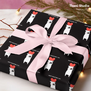 Papel De Regalo Feliz Día de San Valentín lindo cerdo y corazón ro