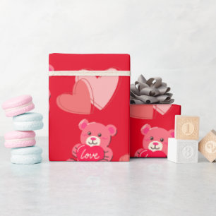 Papel De Regalo Feliz día de San Valentín lindo oso