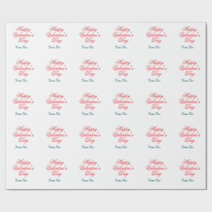 Papel De Regalo Feliz día de San Valentín rojo azul xoxo amor nomb