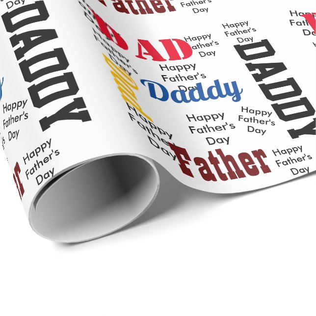 Papel De Regalo Feliz Día del Padre Personalizado Saludo de texto (Esquina del rollo)