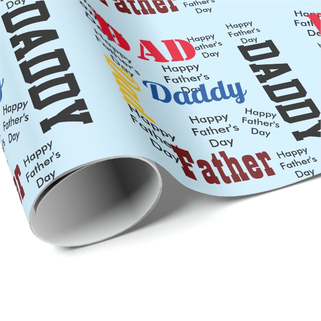 Papel De Regalo Feliz Día del Padre Personalizado Saludo de texto (Esquina del rollo)