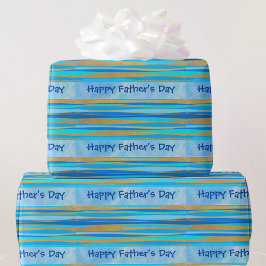 Papel De Regalo Feliz Día del Padre que puedes editar texto azul