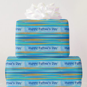 Papel De Regalo Feliz Día del Padre que puedes editar texto azul