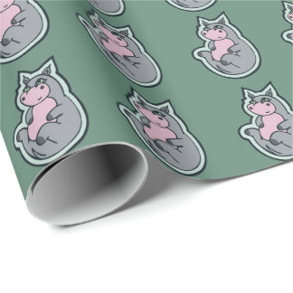 Papel De Regalo Feliz diseño Verde azulado de Hippo