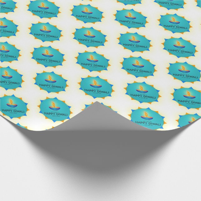 Papel De Regalo Feliz Diwali con Diya (Esquina)