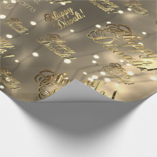 Papel De Regalo Feliz Diwali Elegante Tipografía Faux Gold