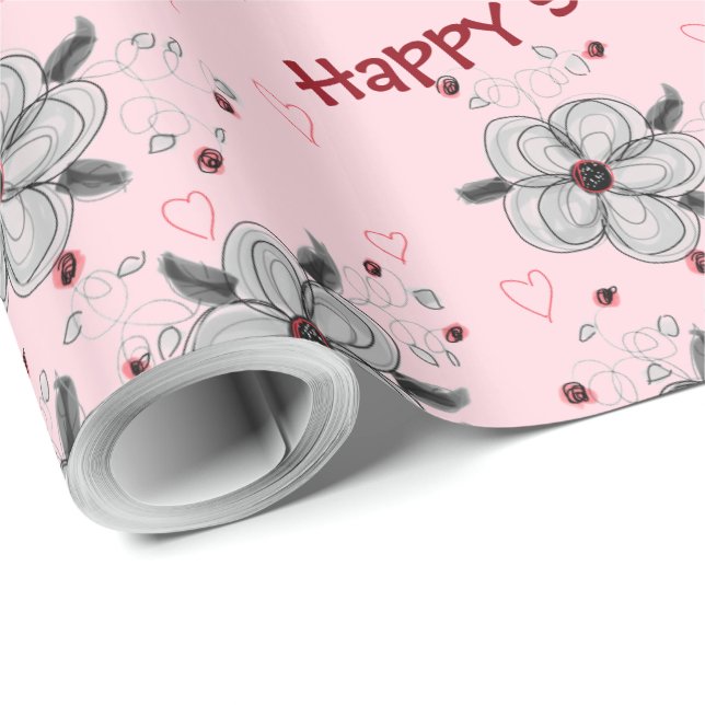 Papel De Regalo Feliz dulce 16 Pink Gift (Esquina del rollo)