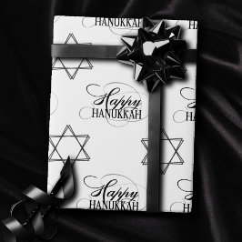 Papel De Regalo Feliz Estrella de Hanukkah de David Classic Black 