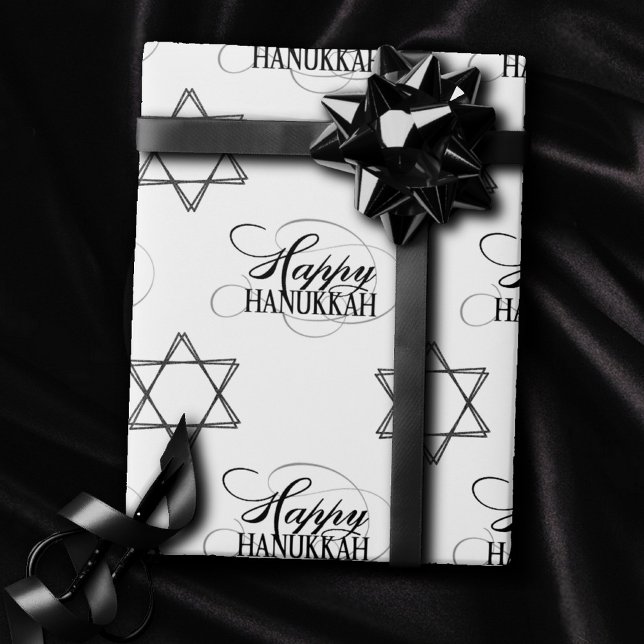 Papel De Regalo Feliz Estrella de Hanukkah de David Classic Black  (Subido por el creador)