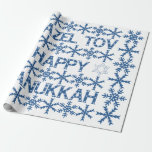 Papel De Regalo Feliz Estrella de Hanukkah de David Menorah Snowfl<br><div class="desc">Happy Hanukkah Star of David Menorah Snowflakes Pattern Color de la bandera azul y blanco Israel Colores Elegante regalo Papel de envolvimiento Hebreo Festival de Festividades Judías Ligeras</div>