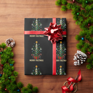 Papel De Regalo Feliz Fastmas Buja Navidad Árbol Mecánico