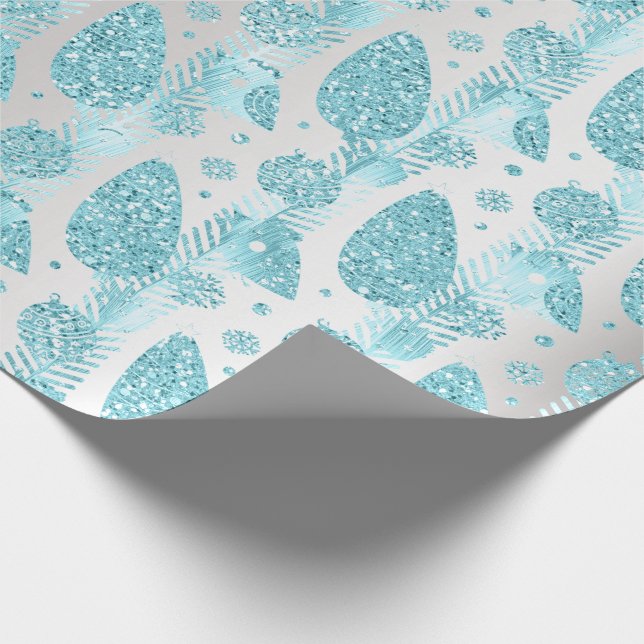 Papel De Regalo Feliz feriado Purpurina gris árbol de Navidad (Esquina)