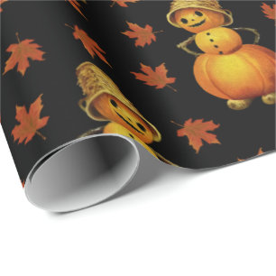 Papel De Regalo Feliz fiesta de Halloween Sonriente Calabaza Cuta