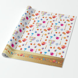 Papel De Regalo Feliz Fiesta Hanukkah Decoración Hermosa