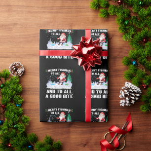 Papel De Regalo Feliz Fishmas Divertido Pescado Pescador Navidad
