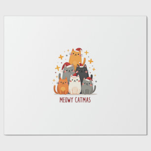 Papel De Regalo Feliz Gatomidad Gato Navidad Árbol Navidad (1)