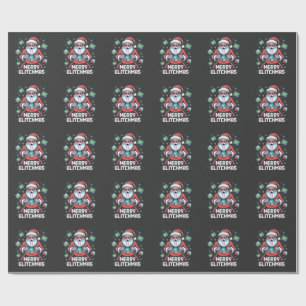 Papel De Regalo Feliz Glitchmas Código Programador Santa Navidad