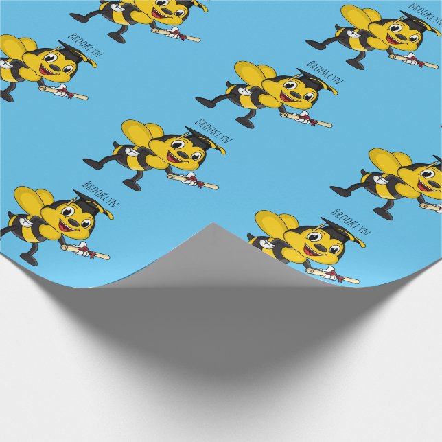 Papel De Regalo Feliz graduación de abejas personalizados (Esquina)