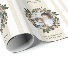 Papel De Regalo Feliz guerra de Navidad con franjas y foto