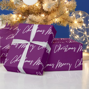 Papel De Regalo Feliz Guión de Navidad Invierno estacional Purple