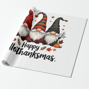 Papel De Regalo Feliz Hallothanksmas Halloween Navidad Gnomes