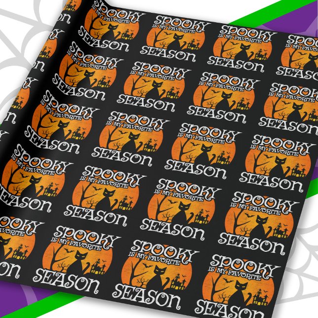 Papel De Regalo Feliz Halloween Black Cat Spooky Season Funny Hall (Subido por el creador)