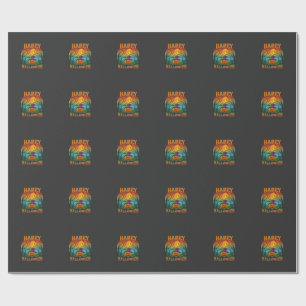 Papel De Regalo Feliz Halloween Calabaza Sombrero de Bruja Luna Ll