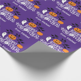 Papel De Regalo Feliz Halloween calabazas fantasmas murciélagos te