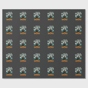 Papel De Regalo Feliz Halloween Castillo Embrujado Fantasmas y Cal