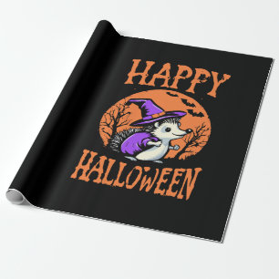 Papel De Regalo Feliz Halloween Erizo Bruja