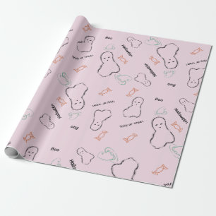Papel De Regalo Feliz Halloween Fantasma Caramelo Mano Letra Doodl