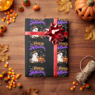Papel De Regalo Feliz Halloween Fantasma Lindo Calabaza Espeluznan