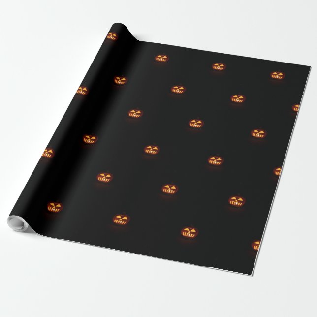 Papel De Regalo Feliz Halloween Gracioso Espinoso Patrón de Calaba (Desenrollado)