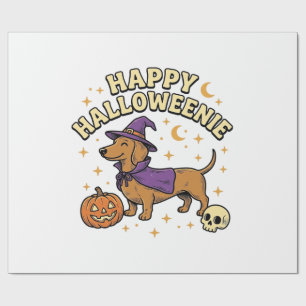 Papel De Regalo Feliz Halloweenie Dachshund Bruja Perro Camiseta_1