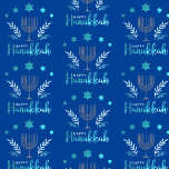 Papel De Regalo Feliz Hanukkah<br><div class="desc">Celebrar ocho días y ocho noches del Festival de las Luces con tarjetas y regalos de Hanukkah. El festival de las luces está aquí. Encienda la menorah, juegue con el dreidel y festín sobre los lagos y los suganiots. Celebra el espíritu de Hanukkah con amigos, familia y seres queridos deseándoles...</div>
