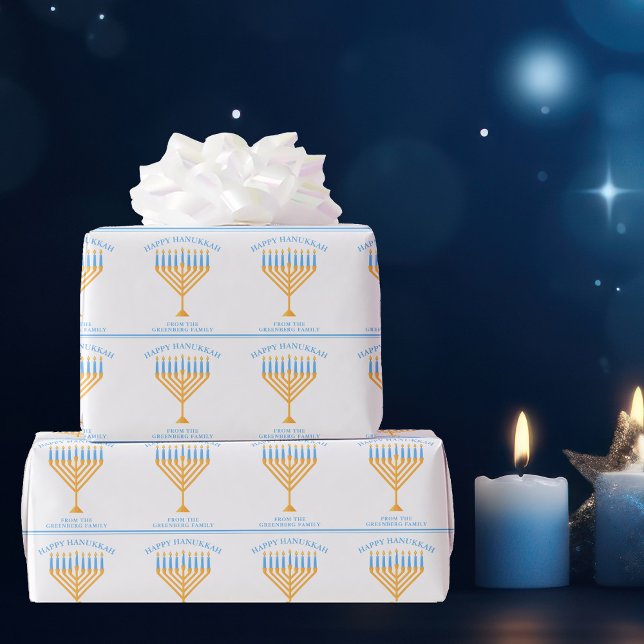 Papel De Regalo Feliz Hanukkah Cute Personalizable Menorah (Subido por el creador)