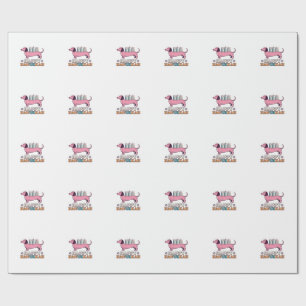 Papel De Regalo Feliz Hanukkah Dachshund Menorah Diseño de Camiset