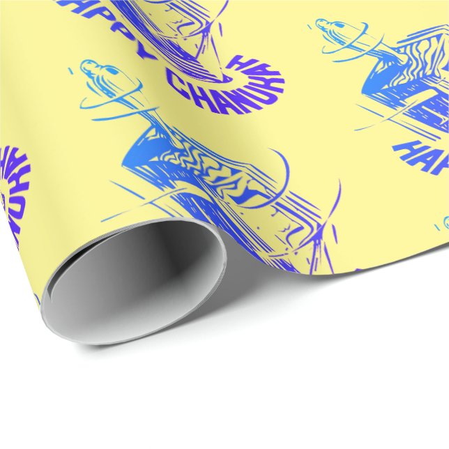 Papel De Regalo Feliz Hanukkah dreidel (Esquina del rollo)