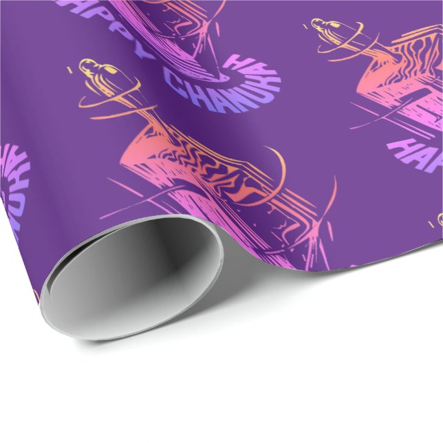 Papel De Regalo Feliz Hanukkah dreidel (Esquina del rollo)